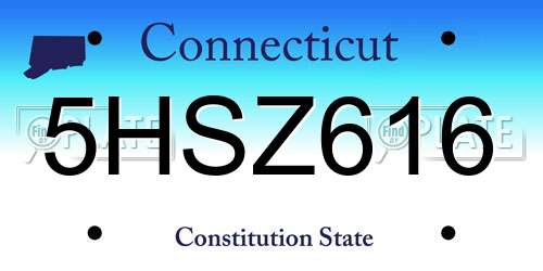 5HSZ616 Connecticut License Plate