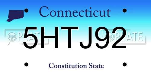 5HTJ92 Connecticut License Plate