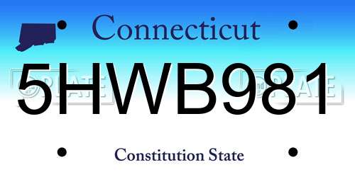 5HWB981 Connecticut License Plate