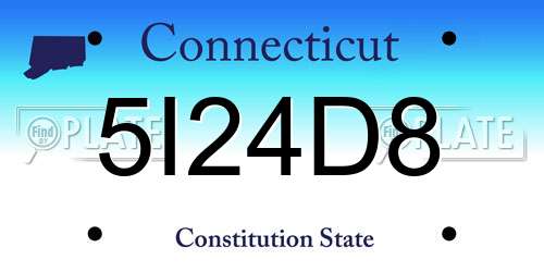 5I24D8 Connecticut License Plate