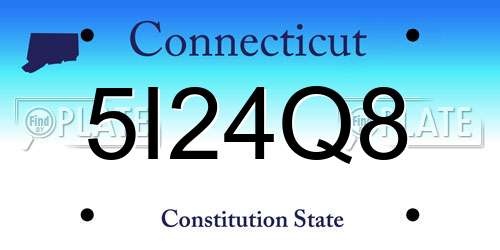 5I24Q8 Connecticut License Plate
