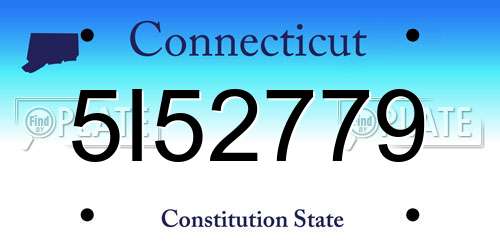 5I52779 Connecticut License Plate