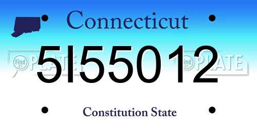 5I55012 Connecticut License Plate
