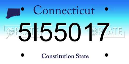 5I55017 Connecticut License Plate