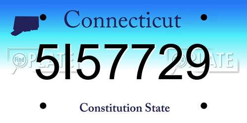 5I57729 Connecticut License Plate