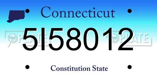 5I58012 Connecticut License Plate