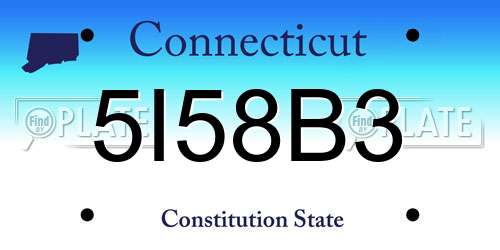 5I58B3 Connecticut License Plate