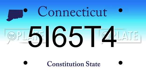 5I65T4 Connecticut License Plate