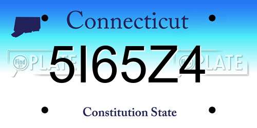 5I65Z4 Connecticut License Plate