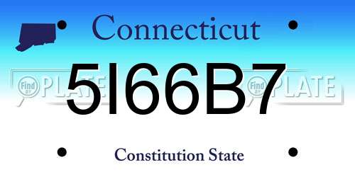 5I66B7 Connecticut License Plate