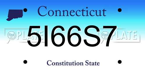 5I66S7 Connecticut License Plate