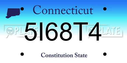 5I68T4 Connecticut License Plate
