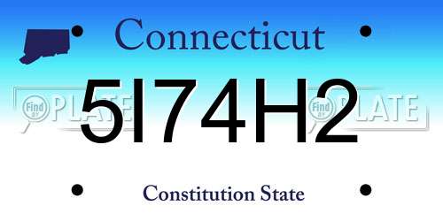 5I74H2 Connecticut License Plate