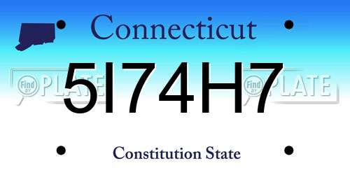 5I74H7 Connecticut License Plate