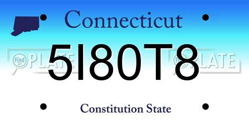 5I80T8 Connecticut License Plate