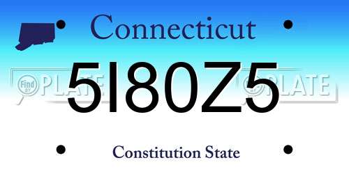 5I80Z5 Connecticut License Plate