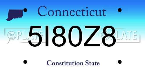 5I80Z8 Connecticut License Plate