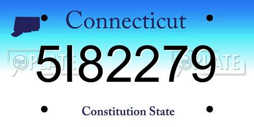 5I82279 Connecticut License Plate