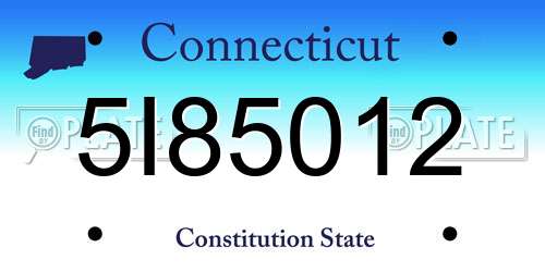 5I85012 Connecticut License Plate