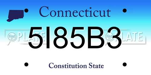 5I85B3 Connecticut License Plate