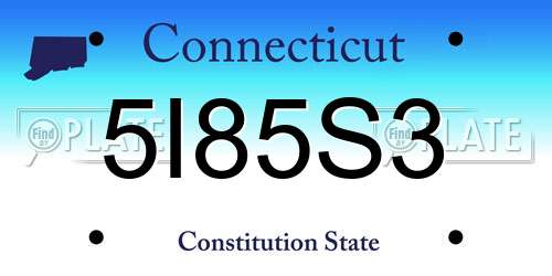 5I85S3 Connecticut License Plate