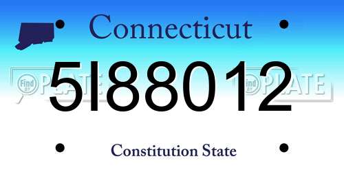5I88012 Connecticut License Plate