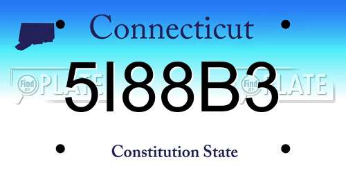 5I88B3 Connecticut License Plate