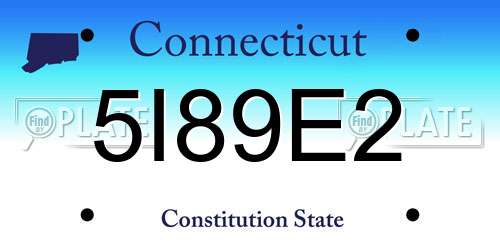 5I89E2 Connecticut License Plate