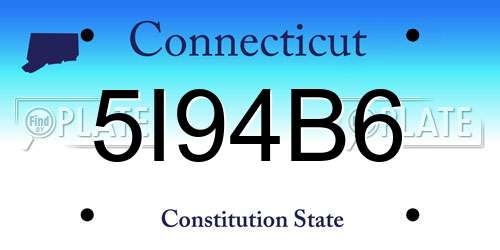 5I94B6 Connecticut License Plate