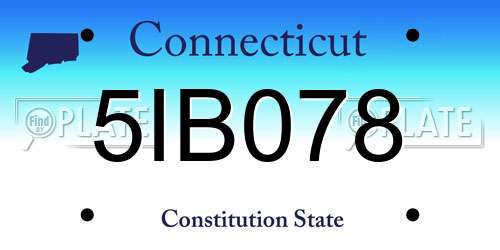5IB078 Connecticut License Plate