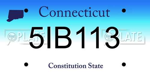 5IB113 Connecticut License Plate