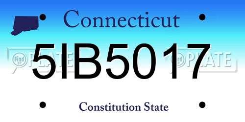 5IB5017 Connecticut License Plate