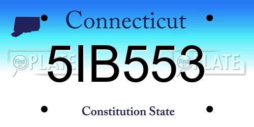 5IB553 Connecticut License Plate