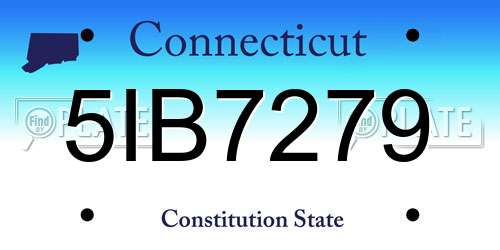 5IB7279 Connecticut License Plate