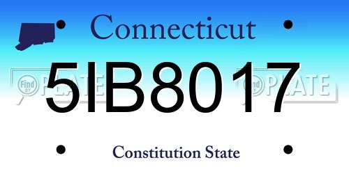 5IB8017 Connecticut License Plate