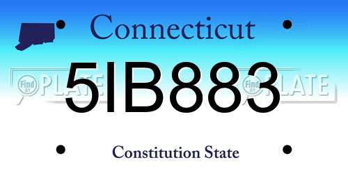 5IB883 Connecticut License Plate