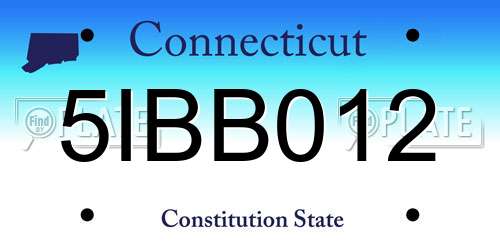 5IBB012 Connecticut License Plate