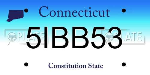 5IBB53 Connecticut License Plate