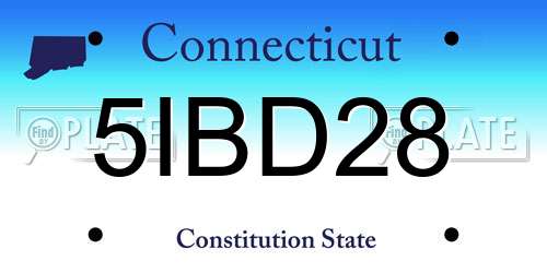 5IBD28 Connecticut License Plate