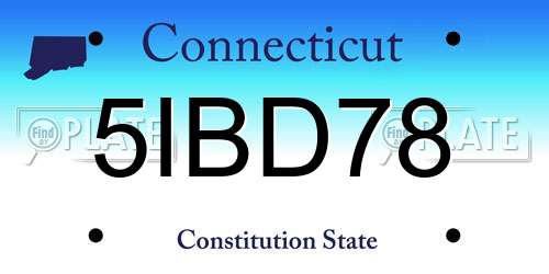 5IBD78 Connecticut License Plate