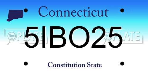 5IBO25 Connecticut License Plate