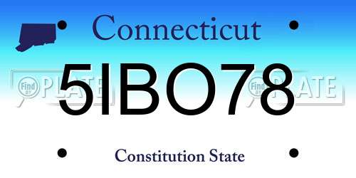 5IBO78 Connecticut License Plate