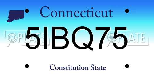 5IBQ75 Connecticut License Plate