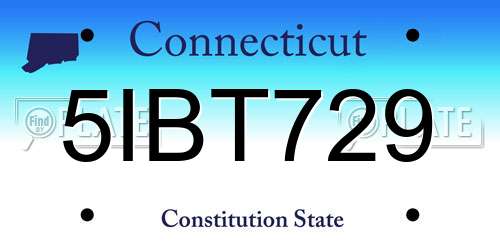 5IBT729 Connecticut License Plate