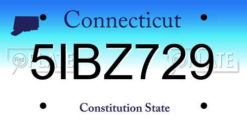 5IBZ729 Connecticut License Plate