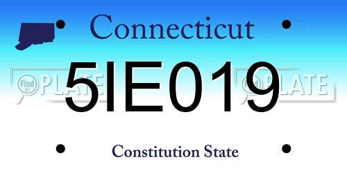 5IE019 Connecticut License Plate
