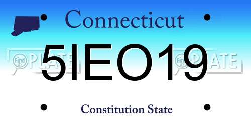 5IEO19 Connecticut License Plate