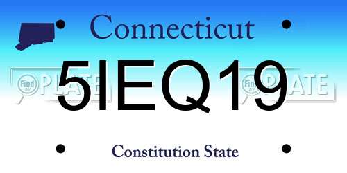 5IEQ19 Connecticut License Plate