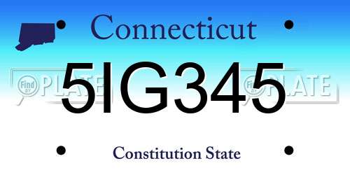 5IG345 Connecticut License Plate
