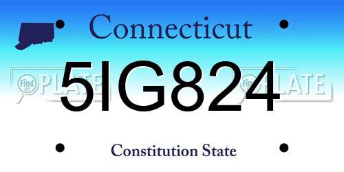 5IG824 Connecticut License Plate